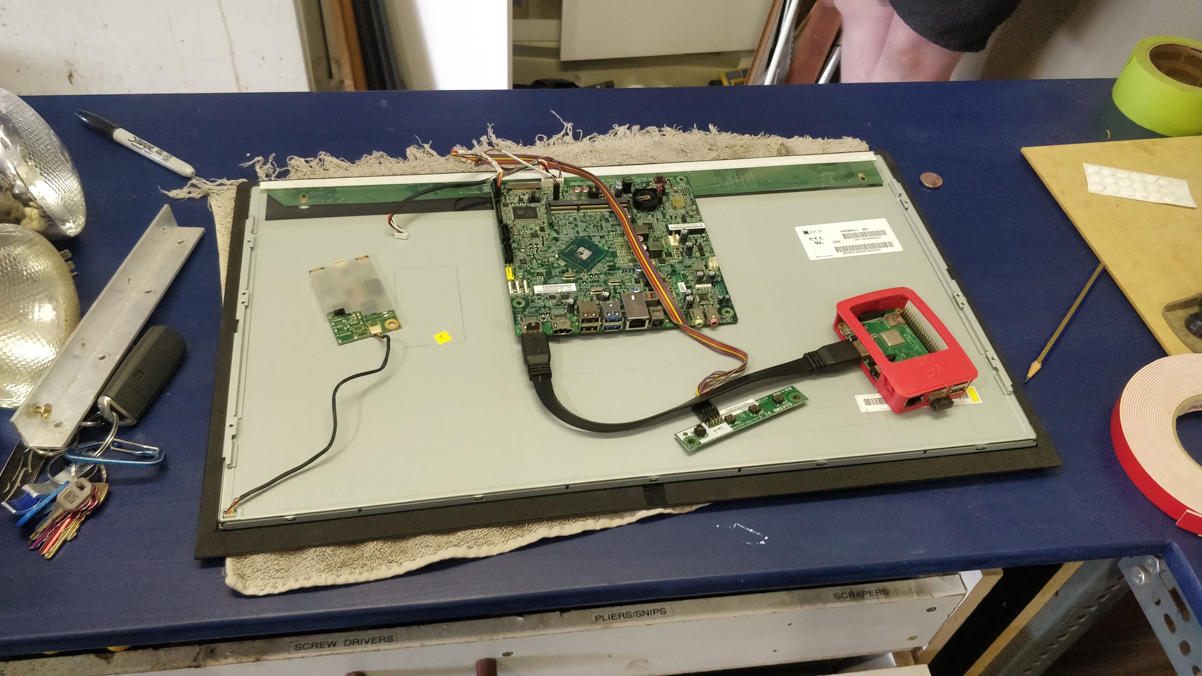 Test fitting all the components onto the back of the display.